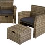 Poly-rattan Garden / Balcony / Patio Set for 4 People with Stool, Storage Compartment Under Sofa Seat Image 2