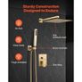 Shower Faucet Set, Rainfall Bathroom Shower System with 10-Inch (25.4cm) Square Rain Shower Head and Handheld Spray, Wall Mounted Bath Fixtures with Brass Valve and Trim Kit, Brushed Gold Image 7