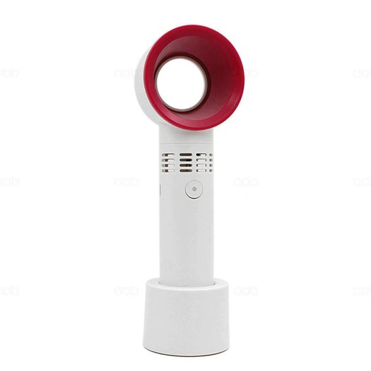 Portable Mini Bladeless Fan Handheld Desktop Mini USB Rechargeable Cooling Fan - White / Red