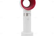 Portable Mini Bladeless Fan Handheld Desktop Mini USB Rechargeable Cooling Fan - White / Red