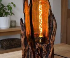Hand-Carved Driftwood Lamp - Tall 60cm Piece