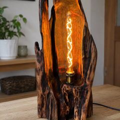 Hand-Carved Driftwood Lamp - Tall 60cm Piece
