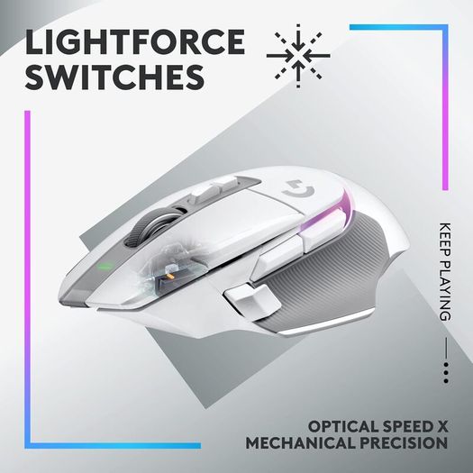 Logitech G502 X PLUS LIGHTSPEED Wireless RGB Gaming Mouse - Optical mouse with LIGHTFORCE hybrid switches, LIGHTSYNC RGB, HERO 25K gaming sensor, compatible with PC - macOS/Windows - White