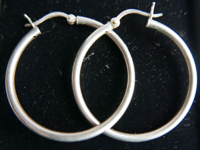 Vintage 925 Sterling Silver Hoop Earrings Large Classic Hoop Gift 5,67g