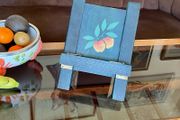 Rustic Teal Blue Wooden Cookbook Stand Folding Recipe Book Holder Tablet iPad Easel