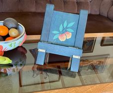 Rustic Teal Blue Wooden Cookbook Stand Folding Recipe Book Holder Tablet iPad Easel