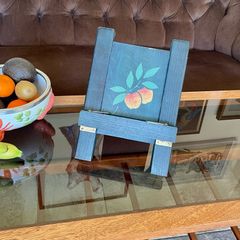 Rustic Teal Blue Wooden Cookbook Stand Folding Recipe Book Holder Tablet iPad Easel