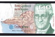 1995 Ireland IR10 James Joyce Banknote Series C. Note issued 19/05/95. Serial number DHJ956723