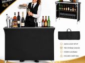 Folding Portable Bar Table with Carry Bag |Mobile Bartending Station with Storage Shelves for Events & Trade Shows