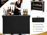 main image for ad Folding Portable Bar Table with Carry Bag |Mobile Bartending Station with Storage Shelves for Events &amp; Trade Shows