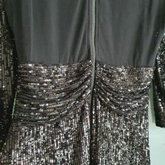 UNSIGNED black sequins and sheer bodycon Sz 8