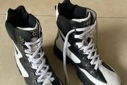 Black and white leather boots size 4 -4.5