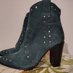 Size 6 - Block heel real suede studded ankle boots