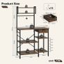 Microwave Oven Rack, 90cm Large Microwave Oven Kitchen Rack with 2 Height-Adjustable and Removable Shelves, High Load-Bearing Design, Drawers, 10 S-Hooks, Kitchen Shelf, Kitchen Storage Image 6