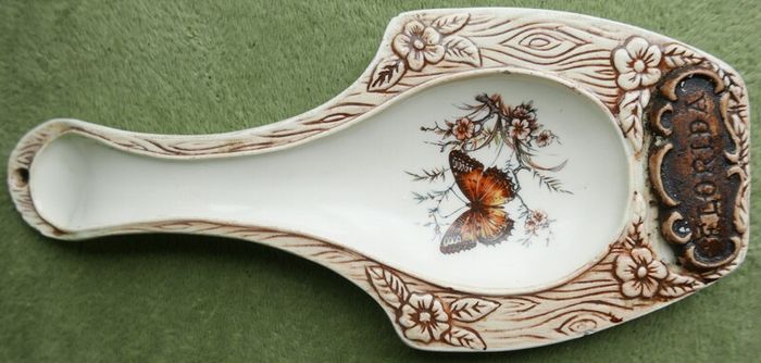 Vintage Treasure Craft , California Butterfly Spoon Rest 10 inch Long