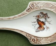 Vintage Treasure Craft , California Butterfly Spoon Rest 10 inch Long