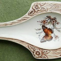 Vintage Treasure Craft , California Butterfly Spoon Rest 10 inch Long