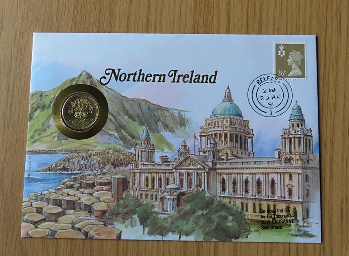 Northern Ireland 1991 BUNC flax pound & stamp cover