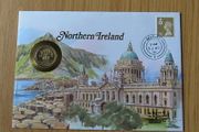 Northern Ireland 1991 BUNC flax pound &amp; stamp cover