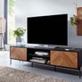 163cm TV Console in Black & Oak Finish Image 2