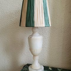 Antique neoclassical carved alabaster lamp