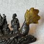 Antique Eight Immortals Dragon Boat - Patinated Bronze, Gold Accents, Signed Image 5