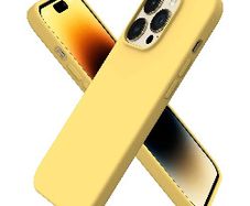 Liquid Silicone Case For Apple iPhone 14 Pro Luxury Thin Phone Cover Yellow