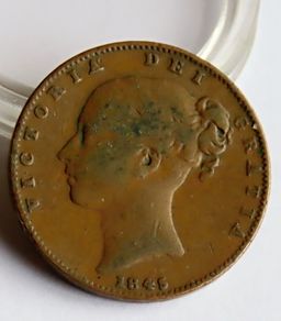 1845 Victoria Farthing Copper