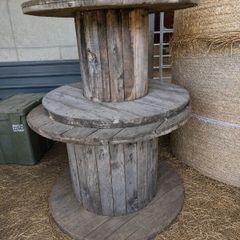 Pair of old wooden reels