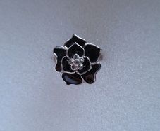 Black rose ring. Sterling silver