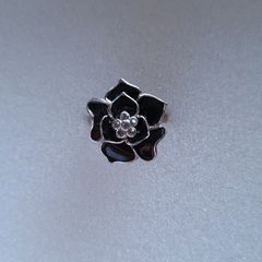 Black rose ring. Sterling silver