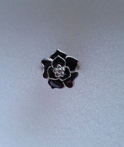 Black rose ring. Sterling silver