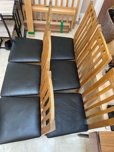 6 x Very Solid Leather Kitchen Dining Chairs - Can Deliver