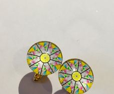 Yellow, pink, white and Green glass cufflinks