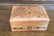 vintage carved inlay wooden card box