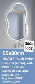 LED Bathroom Mirror Antifog Touch Irregular Shape