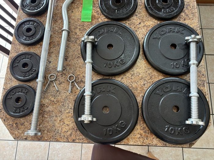 Gym Metal Weights + Bars Bundle Cheap!