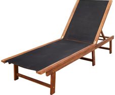 Sun Lounger Solid Acacia Wood and Textilene