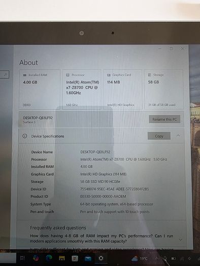 Microsoft Surface 3 | 4GB RAM | 64GB Storage | Tested Working