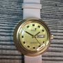 vintage 1970s Cronel "Disco Volante" mechanical watch UFO sunburst gold dial Image 6