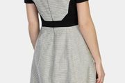 Karen Millen Black &amp; White Textured Pleated A-Line Dress