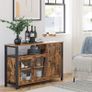 Sideboard, kitchen cabinet, storage cabinet, with 3 doors, for living room, kitchen, dining room, 110 x 33 x 75 cm, industrial style, vintage brown-black Image 3