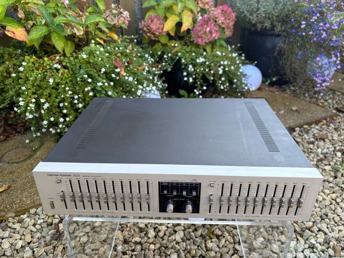 Harman Kardon EQ8. Very highly-regarded analogue 10-band stereo graphic equalizer. Immaculate face plate. Part of this brand's higher-quality separates range.  With subsonic filter, which is particularly valuable for vinyl playback.