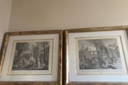 Pair of Antoine Watteau Prints in Large Gold Frames