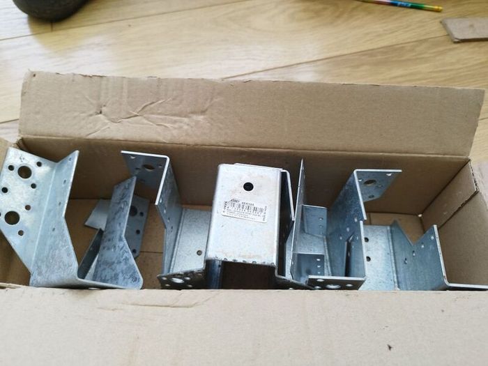 powapost bolt down post shoe, wall brackets lot
