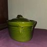 Mid Century Olive Green Ceramic Casserole Dish Image 2