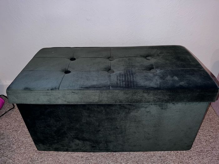 Velvet Ottoman With Storage And Lid