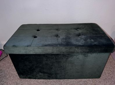 Velvet Ottoman With Storage And Lid