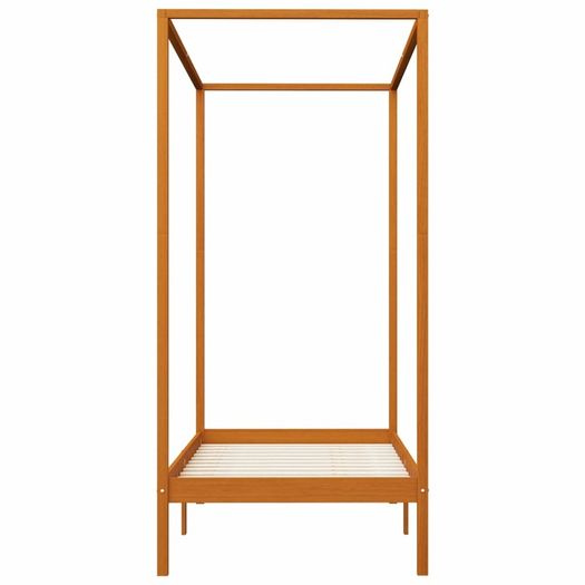 Canopy Bed Frame Honey Brown Solid Pine Wood 100x200 cm