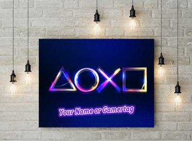 Personalised Playstation gamer Wall 3mm foamex board printed picture with your Name or gamertag on it ps4 ps5 wall board for kids room wall decor